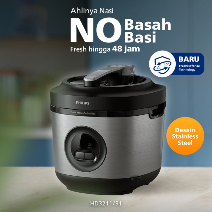 Philips Rice Cooker FreshDefense 3000 Series 1.8 L - HD3211/31 | HD-3211/31